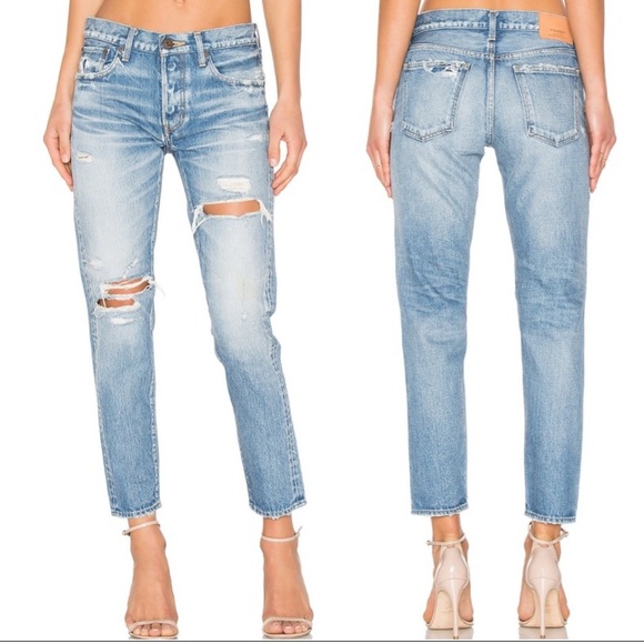 Moussy Vintage Bowie Mid Rise Distressed Cropped Ankle Tapered Jeans Size‎ 29